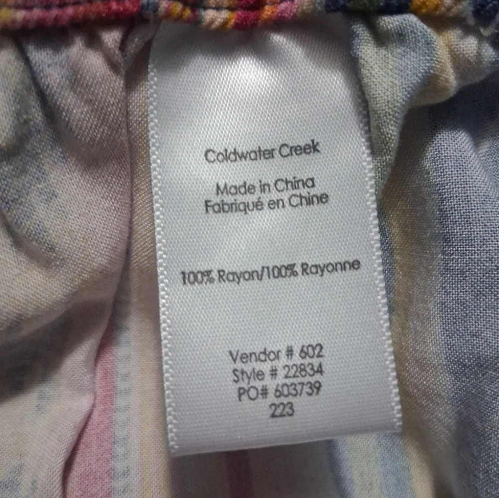 Coldwater Creek Southwest Terra Stripe Rayon Pants Wide Leg Multicolor Pockets L